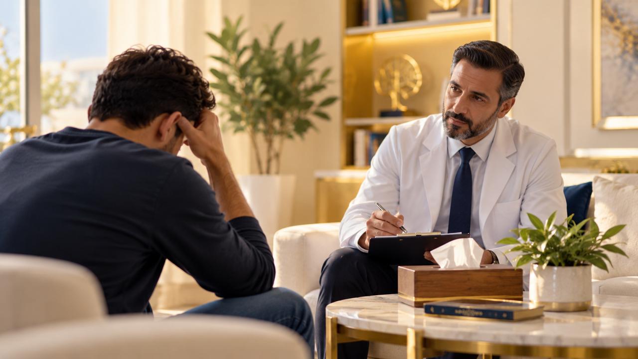British Neurology Psychiatry Center in Abu Dhabi-Addiction counseling session with professional in Abu Dhabi